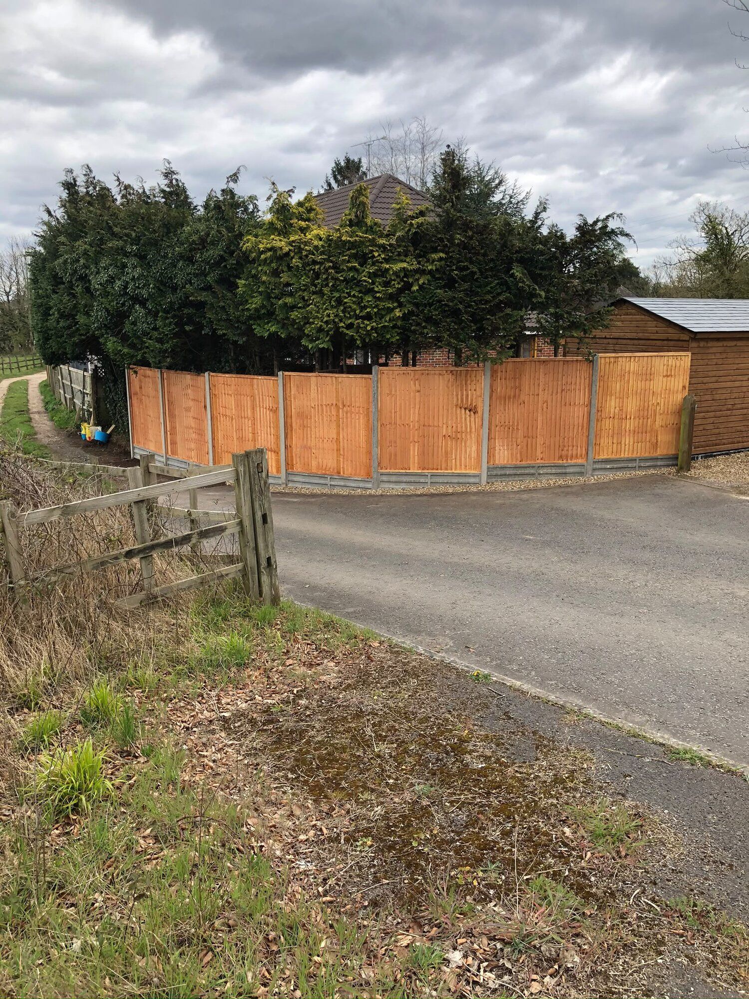 Fencing and driveway