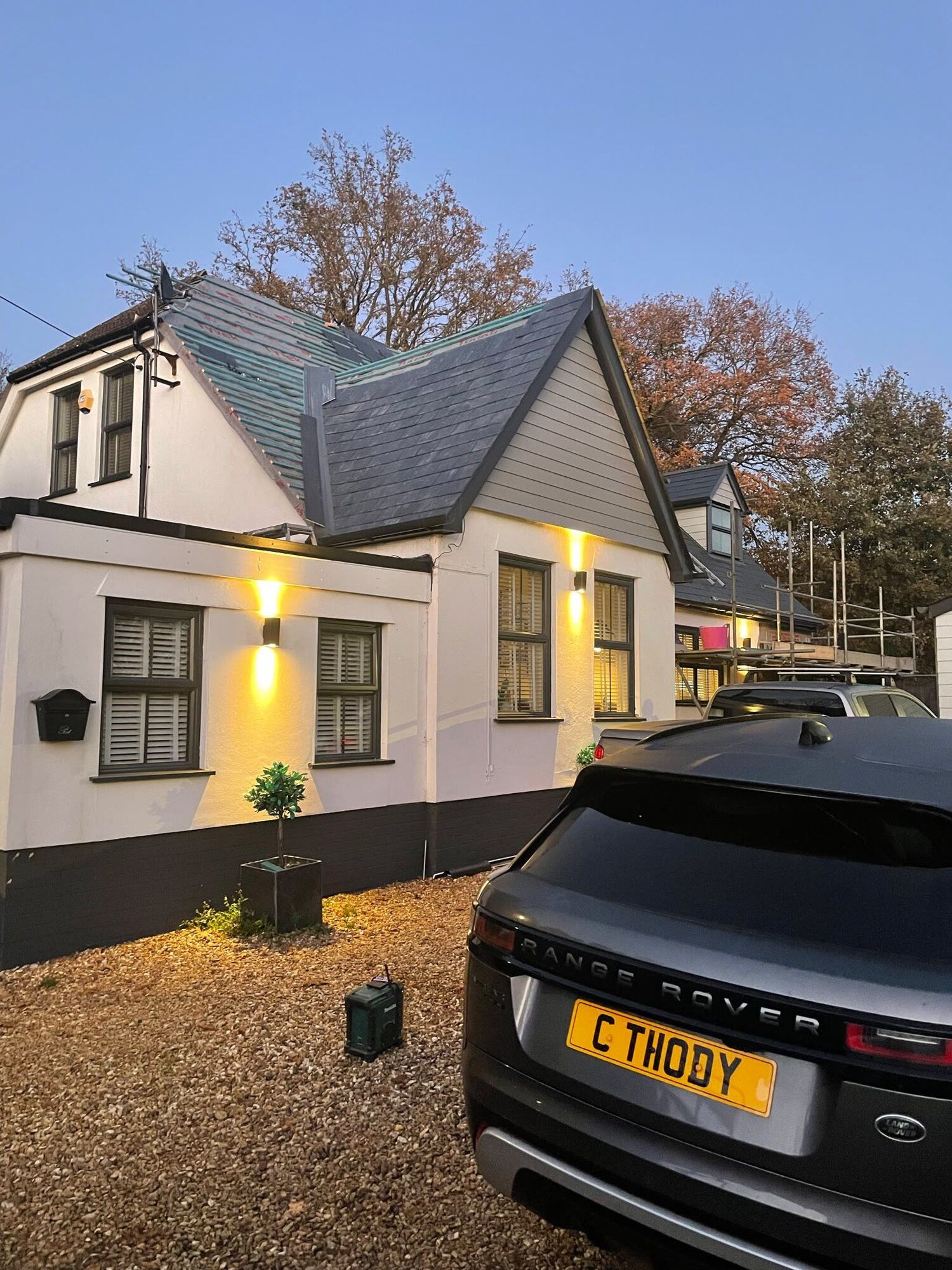Dormer loft conversion at dusk